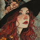 Witch Magical Art Print Witch with Full Moon Wall Decor Darkness Witches Painting Wall Decor Canvas Poster Dark Romantic Decor