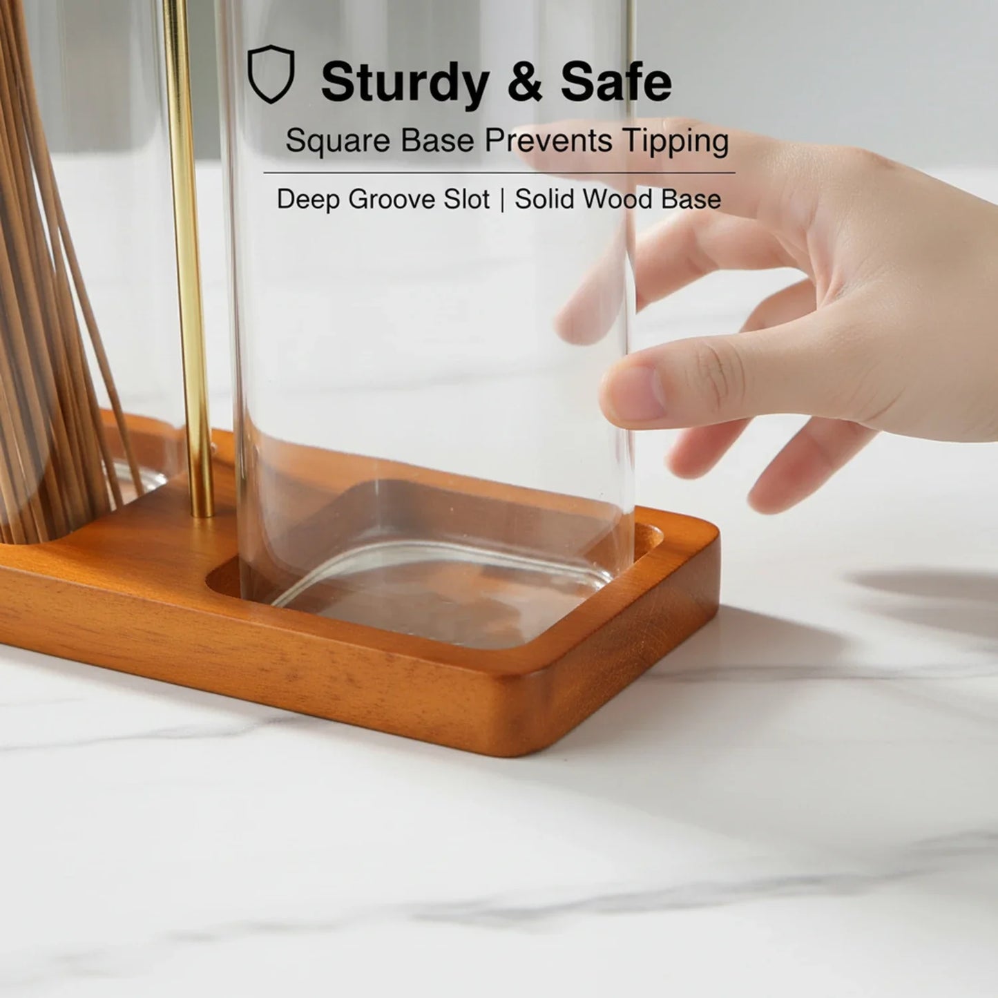 2 in 1 Incense Holder Upside Down Glass Incense Holder for Sticks Anti-Ash Incense Burner with Ash Catcher & Incense Storage