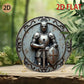 Medieval Knight Metal Wall Art, 3D Shield Spear Round Aluminum Decor for Home Bar Garden