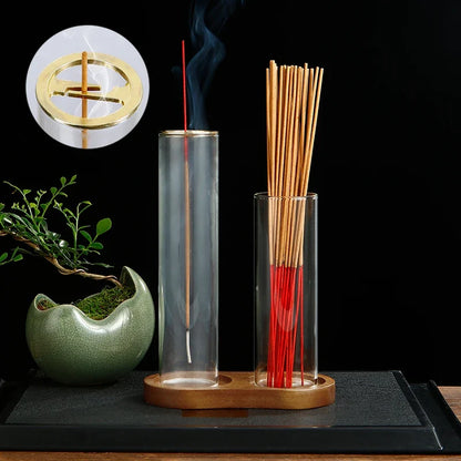 2 in 1 Glass Incense Holder for Sticks Anti-Ash Flying Incense Burne with Removable Ash Catcher and Incense Sticks Organizer