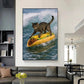 Cute Kittens Various Scenes Poster Funny Baby Cat in Daisy Field Watching Sunset on Beach Sleeping Canvas Print for Home Decor