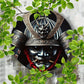 Round Metal Sign: Japanese Samurai Helmet (Oni Mask) - Wall Art Decor, Bedroom, Cafe, Home & Dorm Decoration