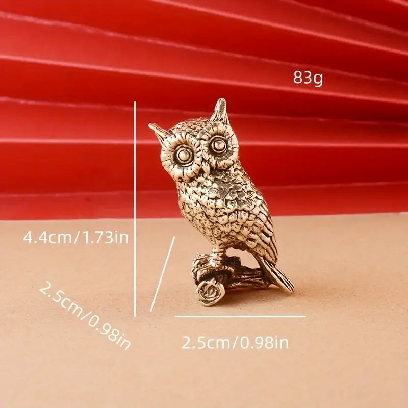 Copper Craft Brass Solid Cat Owl Statue Creative Animal Desk Ornaments Desktop Home Decoration Collectible Cute Statue Ornament