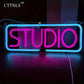 Studio Neon Sign Pink Blue LED Wall Art for Music Photo Studio Home Bar Cafe Decor Creative Business Lighting Vibrant Ambiance
