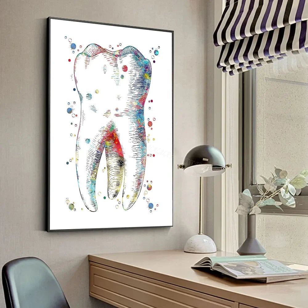 Anatomy Human Teeth Art Posters Teeth Row Teeth Illustra Poster HD Posters Home Room Bar Cafe Decor Art Wall Painting Picture