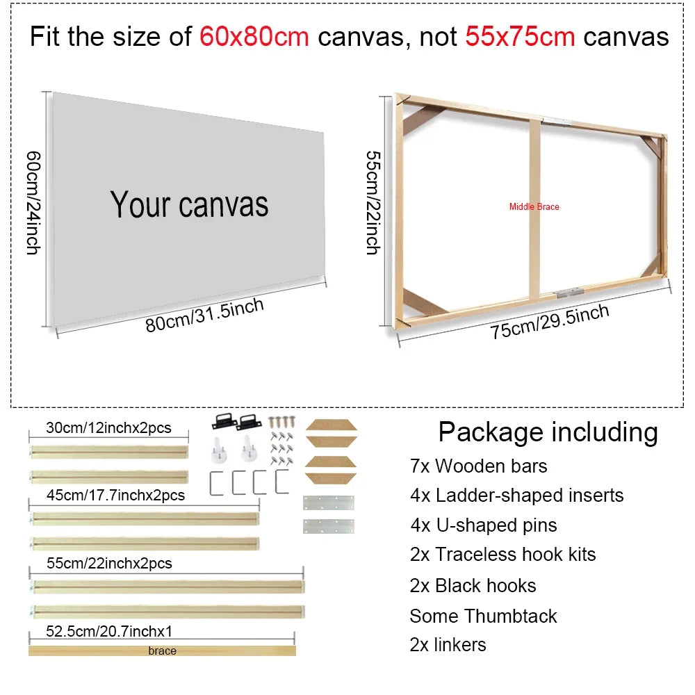 30x40 40x50 60x90cm Canvas Frame Wooden Frames Wooden Photo Oil Painting Canvas Diamond Painting Frames Canvas Wood Wall Frame