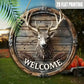 Country Style Deer Antler Welcome Sign - Rustic Metal Horizontal Wall Hanging Decor