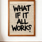 Newspaper Poster - What If It All Works Out - Positive Quote Canvas Wall Art, Affirming Minimalist Prints, Neutral Dorm Room Bed