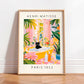 Black cat on toilet, Bathroom wall art, Matisse poster, Funny bathroom decor, Pink tropical decor