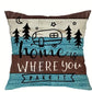 VIKAMA Camping Theme Pillowcase, Country-Style Decorative Cushion pillow Cover, For Sofas, RVs, Camping, Bedroom Home Decoration