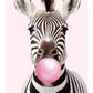 Cute Pink Panda Giraffe Bunny Cheetah Zebra Blowing Bubble Gum Poster Nursery Canvas Painting for Kids Room Animal Print Decor