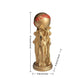 1 Piece of Light Luxury Three-Person Ball-Holding Art Ornament, Golden Texture, Ball Engraved with the World Is Yours, Inspirational Atmosphere Display Piece for Living Room Tabletop