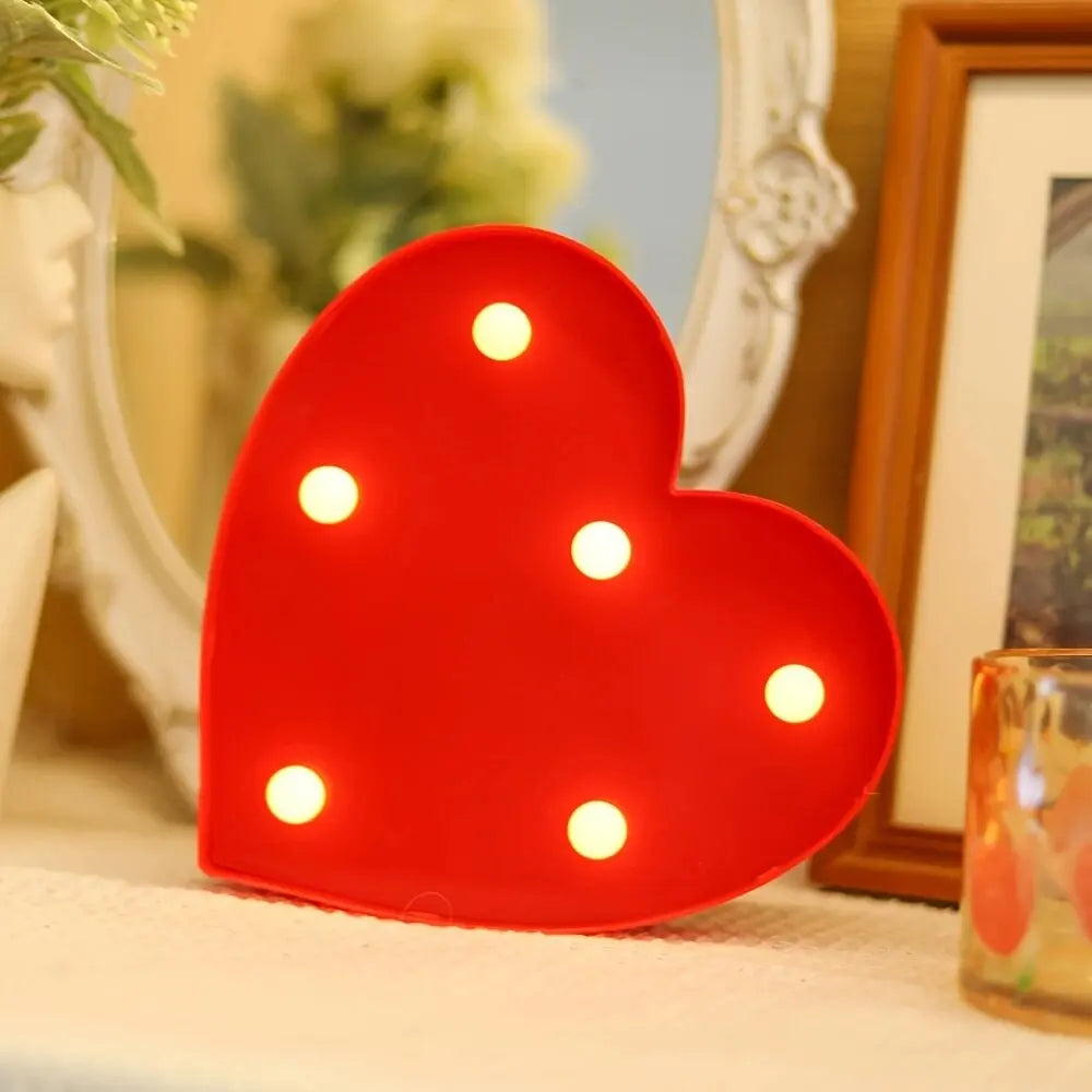 1PC Warm White Love&Heart Shaped LED Night Light,Battery Powered Decoration Light For Wedding,Proposal,Birthday,Party,Photo Prop