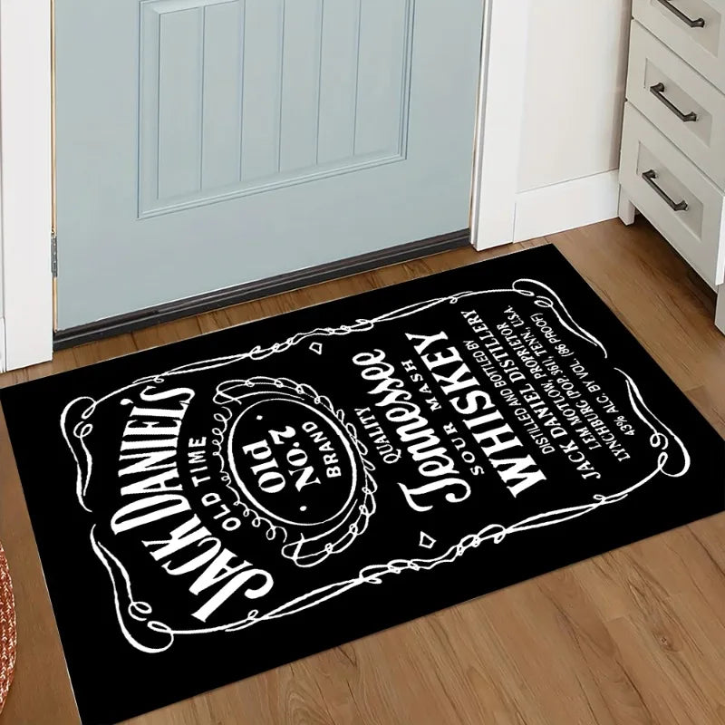Fender Logo Carpet - Black White Guitar Rug Music Room Decor Doormat for Musician Home Studio Entryway Mat Easy To Clean Fashion