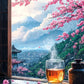 Pink City Asian Travel Japanese Cherry Blossoms At Mount Fuji Poster Light Prints Canvas Painting Wall Pictures Home Room Dec
