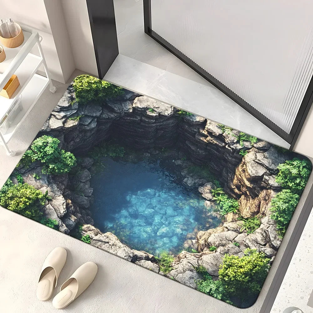 Visual Illusion Hole Endless Abyss Door Mat Bedroom, Kitchen, Home Anti Slip Door Mat Creative and Fun Home Decoration Carpet