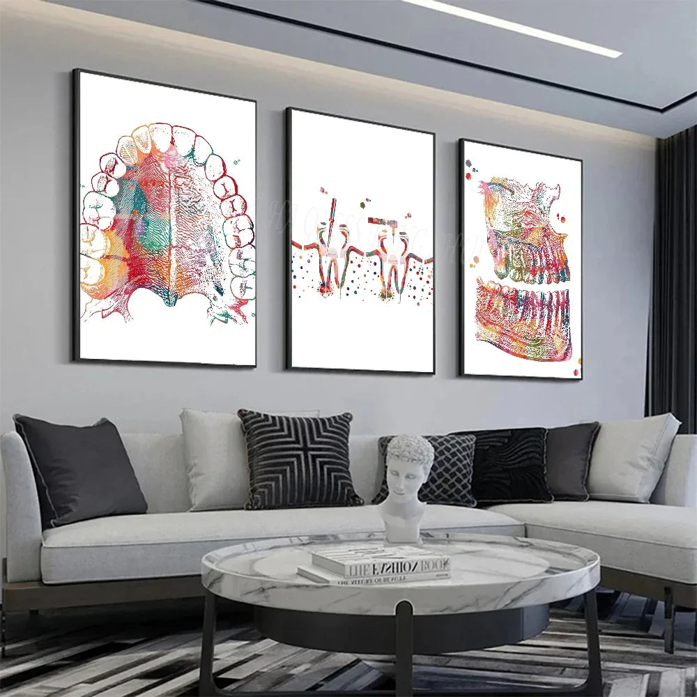 Anatomy Human Teeth Art Posters Teeth Row Teeth Illustra Poster HD Posters Home Room Bar Cafe Decor Art Wall Painting Picture