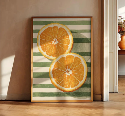 Orange Wall Decor, Orange Fruit Poster, Farmhouse Kitchen Art Painting, Kitchen Prints, Trendy Food Art, Retro Kitchen Art, Frui