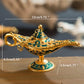 12cm(4.7")Classic Rare Hollow Legend Aladdin Magic Genie Lamps Incense Burners Retro Wishing Oil Lamp Home Decor Gift