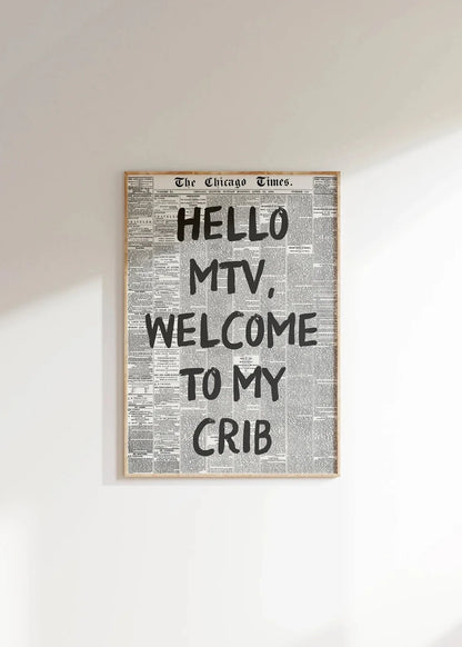Hello MTV Welcome To My Crib Fashion Wall Art Prints Canvas Painting Poster Picture For Living Bedroom Kids Room Home Decor
