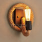 Retro Loft Rope Wall Lamp Stair Aisle Corridor Bedroom Living Room Restaurant Pub Cafe Wall Light Bra Round Wall Sconce