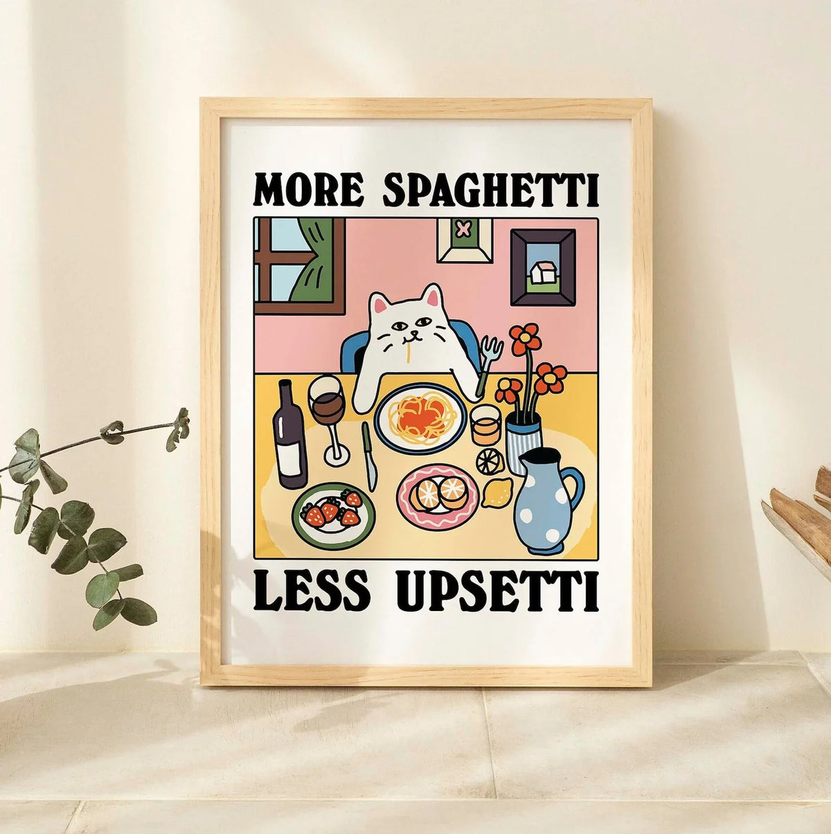 More Espresso Less Depresso Black Cat Wall Print, Coffee Cat Poster, Kitchen Art, Handmade Cat Coffee Poster, Coffee Bar, Unique