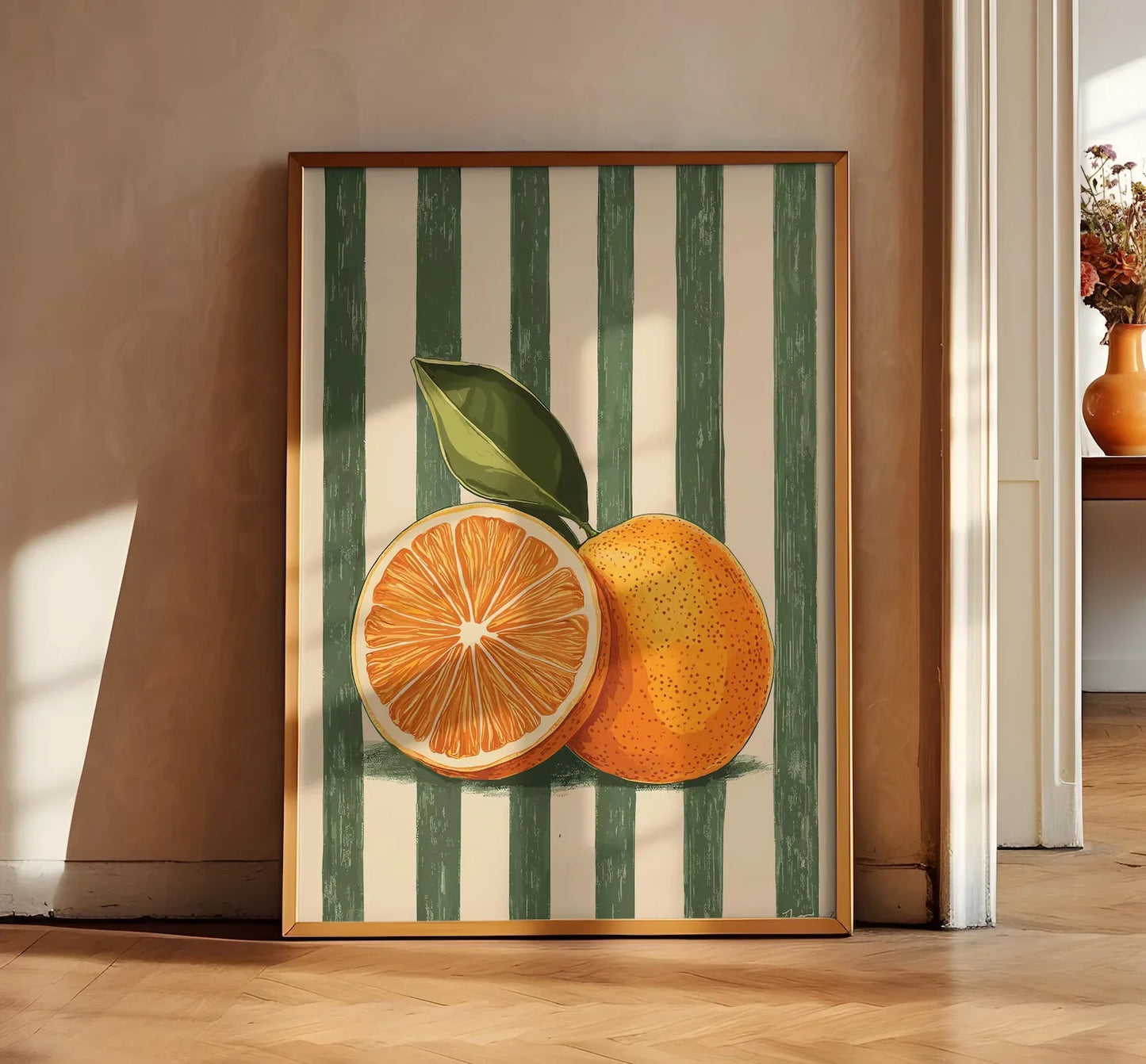 Orange Wall Decor, Orange Fruit Poster, Farmhouse Kitchen Art Painting, Kitchen Prints, Trendy Food Art, Retro Kitchen Art, Frui