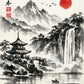 Japanese Ink Painting Landscape Spring Cherry Blossoms Canvas Print Asian Style Wall Art Poster for Living Room Home Decor Gift
