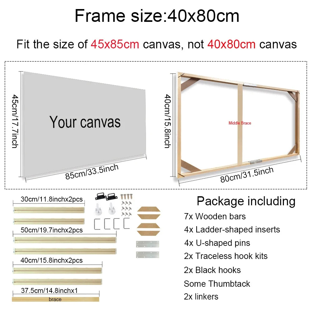 30x40 40x50 60x90cm Canvas Frame Wooden Frames Wooden Photo Oil Painting Canvas Diamond Painting Frames Canvas Wood Wall Frame