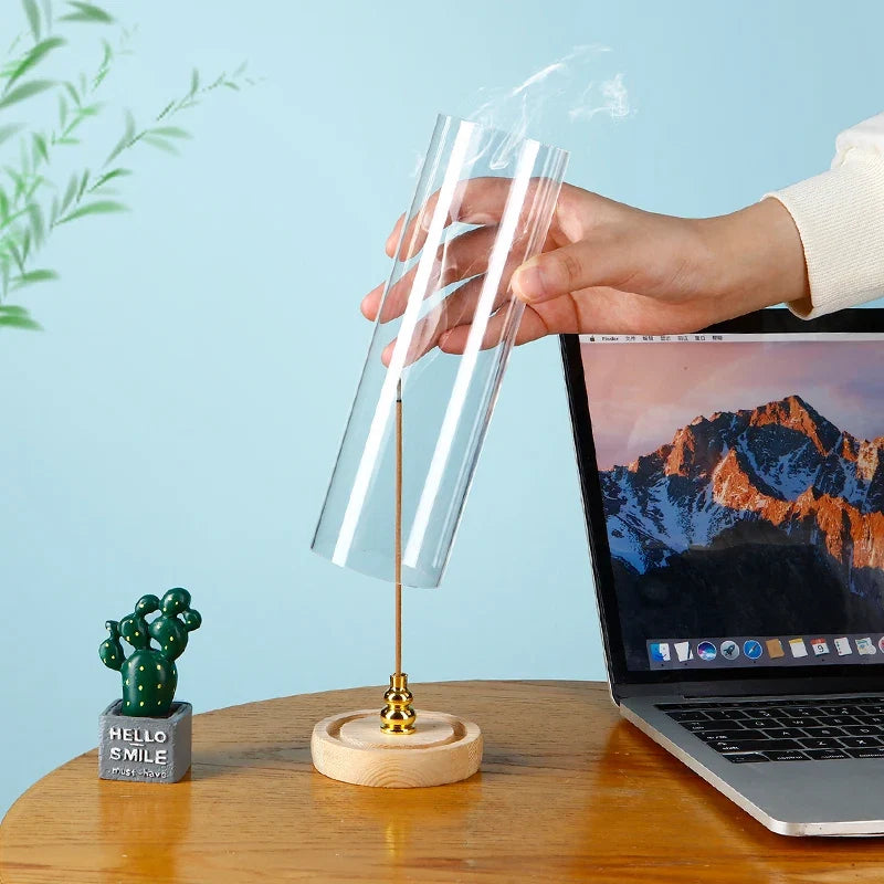 Modern Incense Holder Anti-Ash Flying Incense Burner with Removable Acrylic Ash Catcher for Home Decor Yoga Meditation