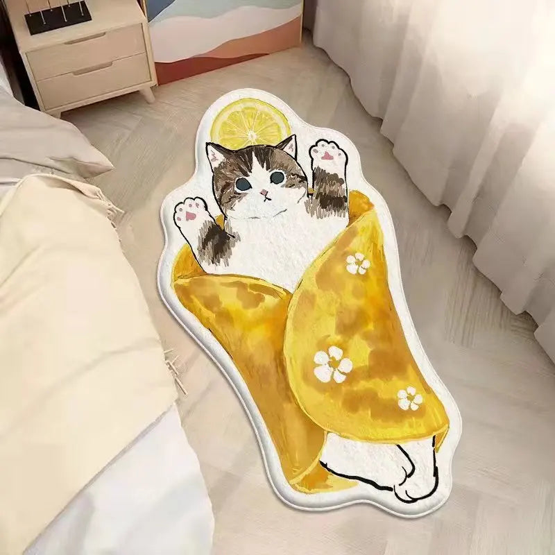 Faux Cashmere Cute Cartoon Pet Carpet Home Bedroom Bedside Decorative Floor Mat Anti-slip Dirty Resistant Machine Washable Rug