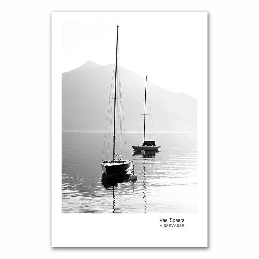 Scandinavian Landscape Canvas  Nordic Style Lake Boat Forest Nature Wall Art Print Painting Decoration Pictures Home Decor