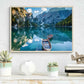 Nature Landscape Green Forest Mountain Lake Boat Poster Print Canvas Painting Wall Art Pictures Modern Living Room Home Decor