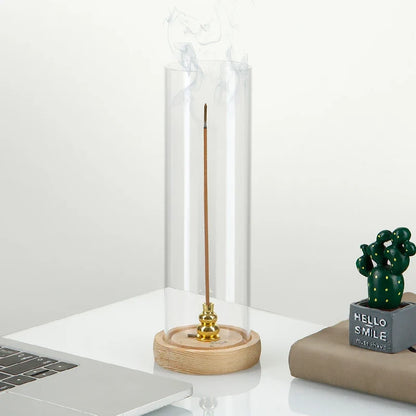Modern Incense Holder Anti-Ash Flying Incense Burner with Removable Acrylic Ash Catcher for Home Decor Yoga Meditation