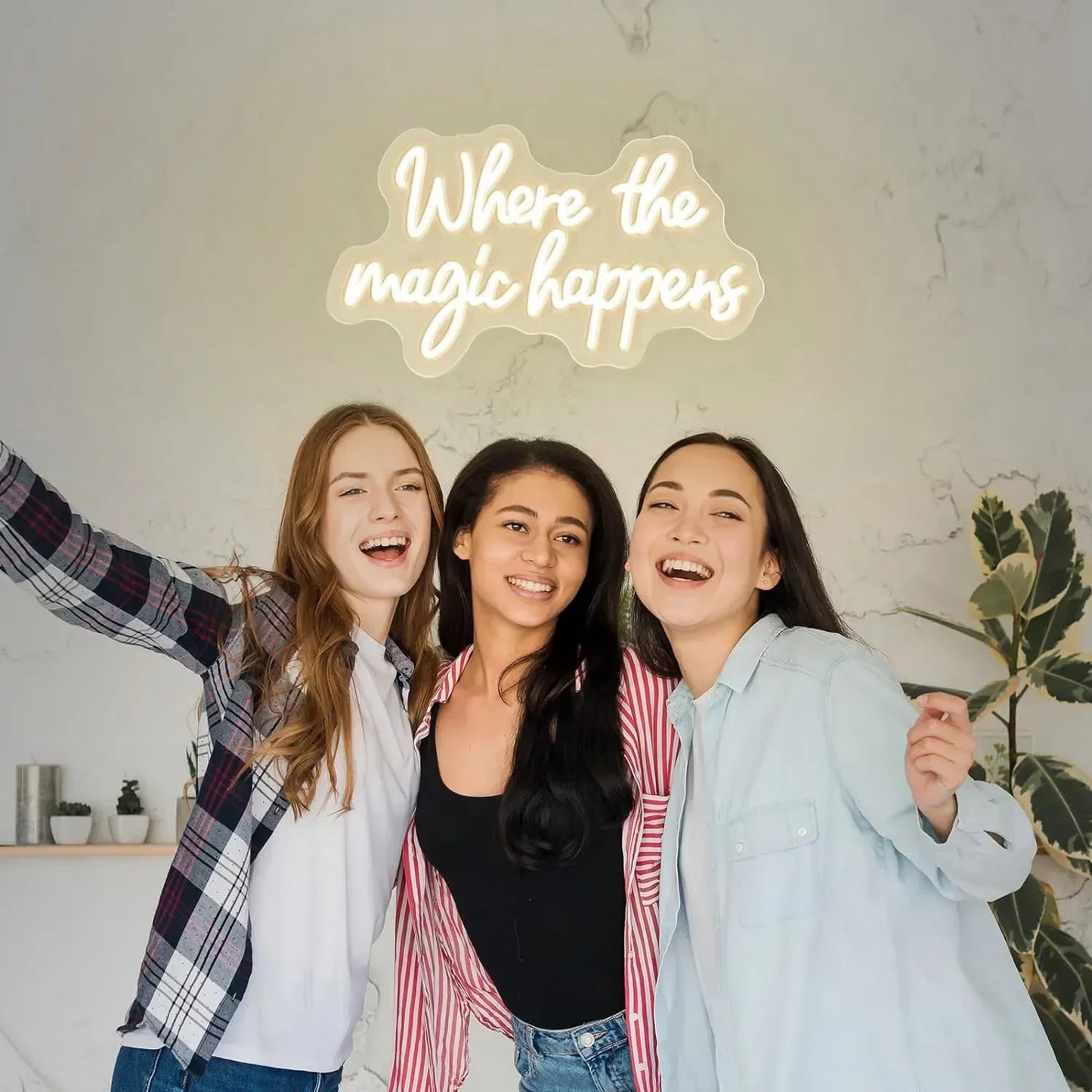 Where The Magic Happens Neon Wall Decoration USB Powered Large LED Neon Lights For Weddings Bedrooms Birthday Game Room Decor