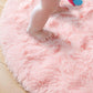 VIKAMA Pink Round Carpet Fluffy Soft Area Floor Mat Children Girls Room Princess Castle Plush Carpet Living Room Home Decor