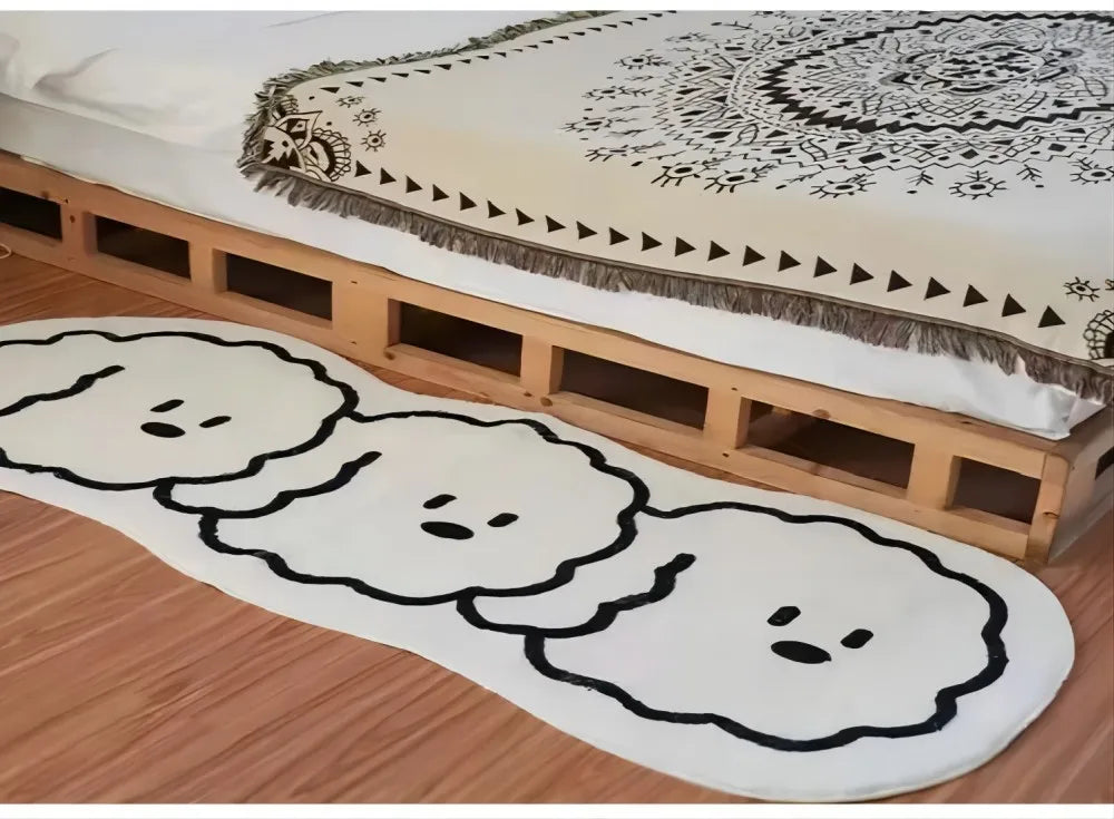 Simple Cartoon Imitation Cashmere Carpet Living Room Bedroom Bedside Warm Floor Mat Non-slip Washable Quick Drying Carpet