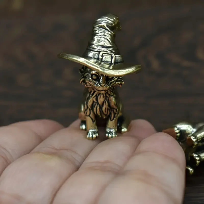 Pure Brass Rooster Figurine - Intricate Golden Animal Brass Home Decor Office Gift Detailed Feathers Comb Table Ornament Tea Pet