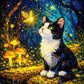 Cute Kittens Various Scenes Poster Funny Baby Cat in Daisy Field Watching Sunset on Beach Sleeping Canvas Print for Home Decor