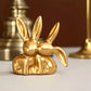 1pc  Collectible figurine  ,Golden cute double rabbit ornament, creative decorative item for home desktop.