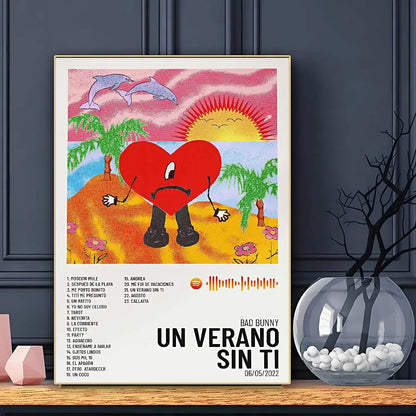 Singer B-Bad B-BunnyS Poster Sticky Wall Art Printing Waterproof Home Living Bed Room Bar Aesthetic Decor