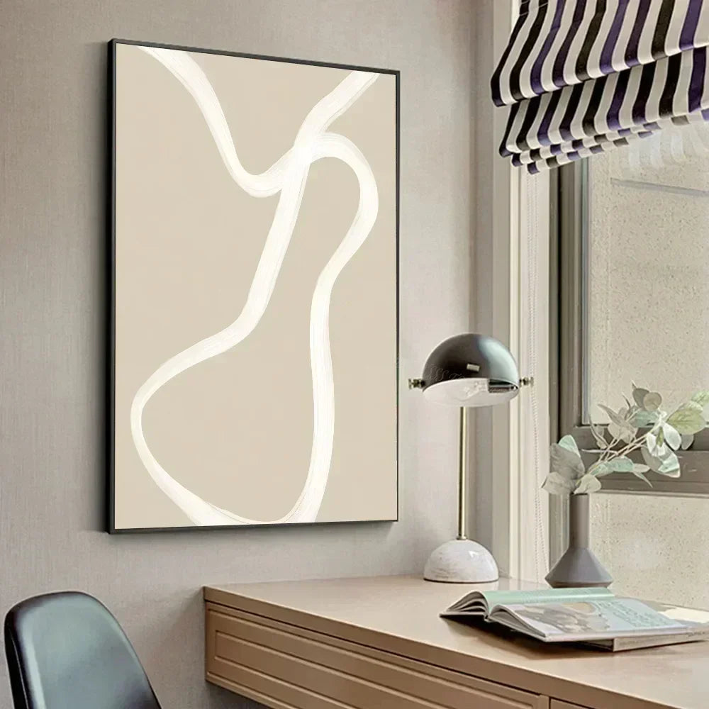 Beige Abstract Wall Decoration Poster _ Interior Wall Decoration Living Room - Paintin Poster