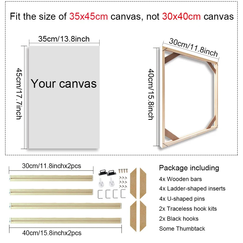 30x40 40x50 60x90cm Canvas Frame Wooden Frames Wooden Photo Oil Painting Canvas Diamond Painting Frames Canvas Wood Wall Frame