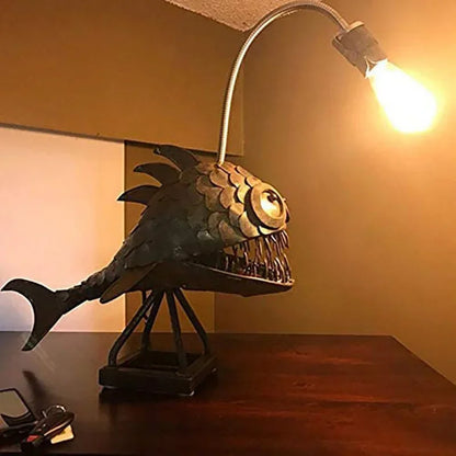 Retro Table Lamp Angler Fish Night Light Flexible Lamp Head Artistic Table Lamps for Home Bar Cafe Home Art Decorative Ornaments