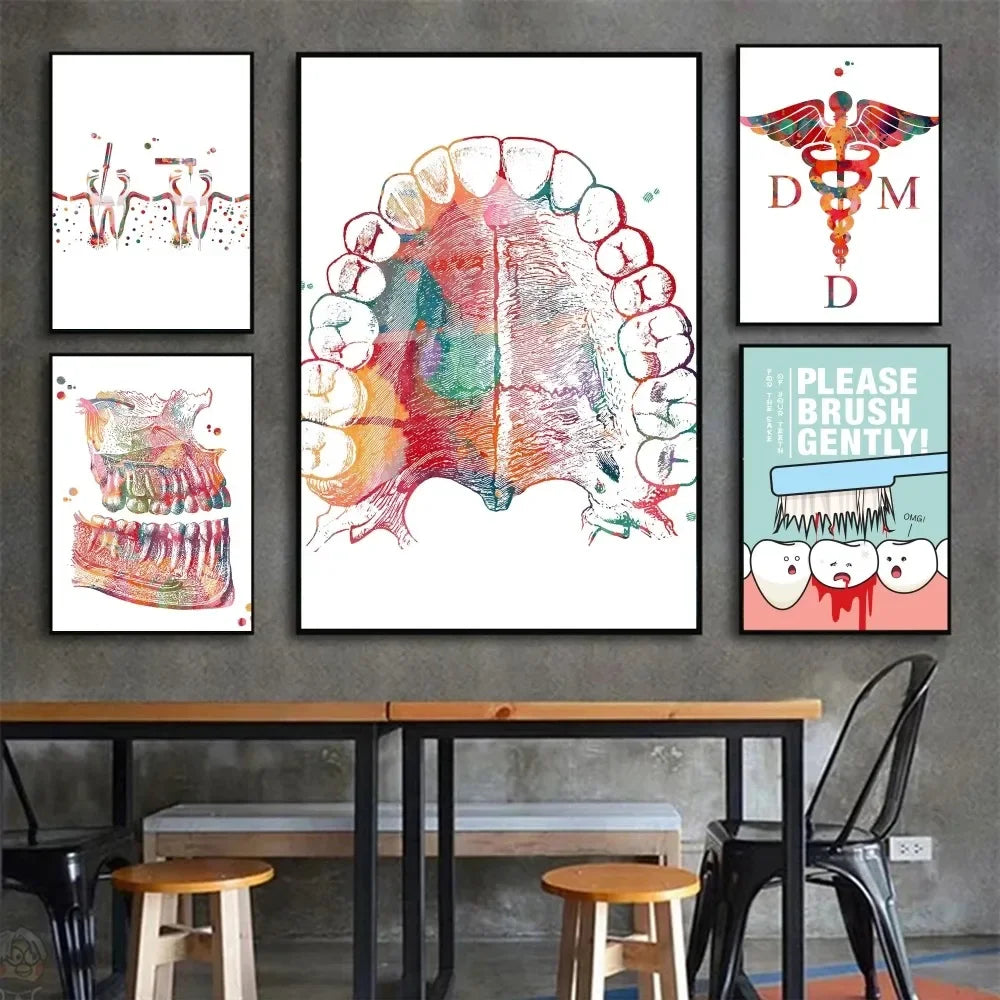Anatomy Human Teeth Art Posters Teeth Row Teeth Illustra Poster HD Posters Home Room Bar Cafe Decor Art Wall Painting Picture