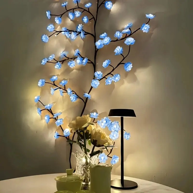 1PC 96LEDs Cherry Blossom Branch Decoration Night Lights,8 Modes USB Powered Ideal Wall Atmosphere Light Strings