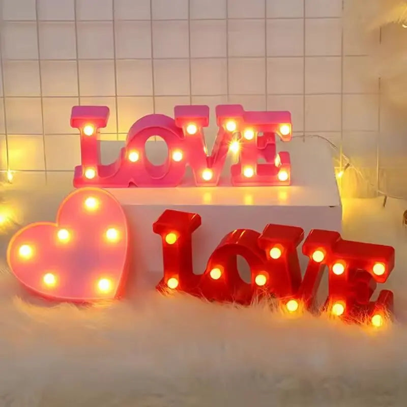 1PC Warm White Love&Heart Shaped LED Night Light,Battery Powered Decoration Light For Wedding,Proposal,Birthday,Party,Photo Prop