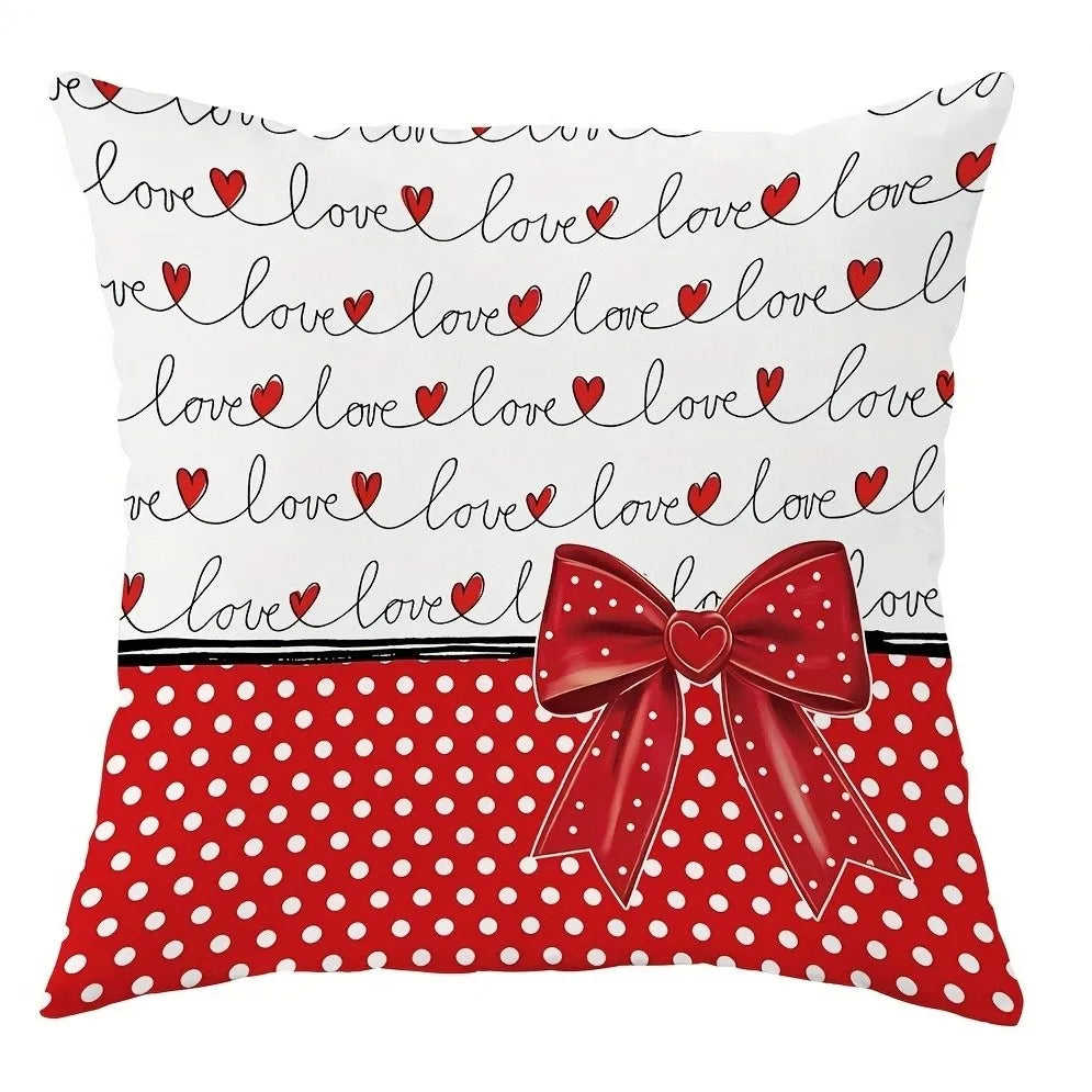 VIKAMA Red Heart Design, Decorative Pillow Cover For Valentine's Day And Weddings, Washable Pillowcase, For Sofas And Bedrooms