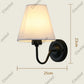 110V/220V Wall Lamp with LED E27 Bulb Fabric Lampshade Wall Sconces for Hotel Bedroom Bedside Living Room Stairs Home Decoration