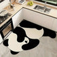 VIKAMA Cartoon Panda Kitchen Rug, Absorbent Non-Slip Irregular L-Shaped Floor Mat, Kitchen Mat, Bathroom Foot Mat Home Decor